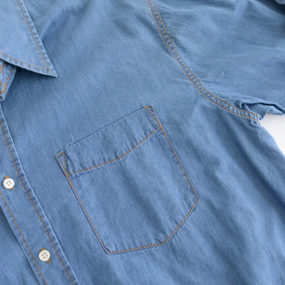 Izod Jeans Button Up Western Blue Denim Shirt XL - Picture 9 of 10